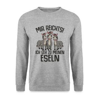 Esel - Unisex Pullover - Weißgrau meliert - Vorne - Alina (178cm) & Michal (187cm)