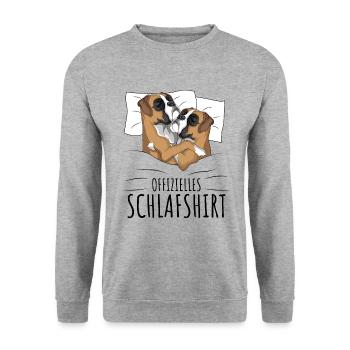 Boxer Hund - Unisex Pullover - Weißgrau meliert - Vorne - Alina (178cm) & Michal (187cm)