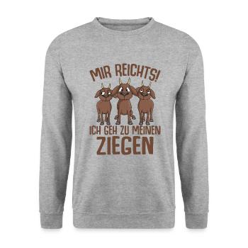 Ziege - Unisex Pullover - Weißgrau meliert - Vorne - Alina (178cm) & Michal (187cm)