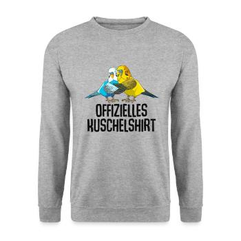 Wellensittich - Unisex Pullover - Weißgrau meliert - Vorne - Alina (178cm) & Michal (187cm)