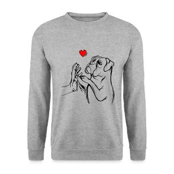 Boxer Chien - Sweat-shirt Unisexe - gris chiné - Devant - Alina (178cm) & Michal (187cm)