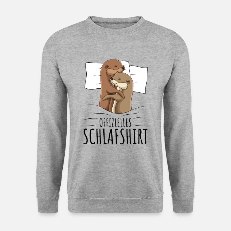 Otter Schlafshirt - Unisex Pullover - Weißgrau meliert