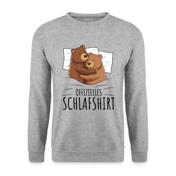 Bär Braunbär - Unisex Pullover - Weißgrau meliert - Vorne - Alina (178cm) & Michal (187cm)