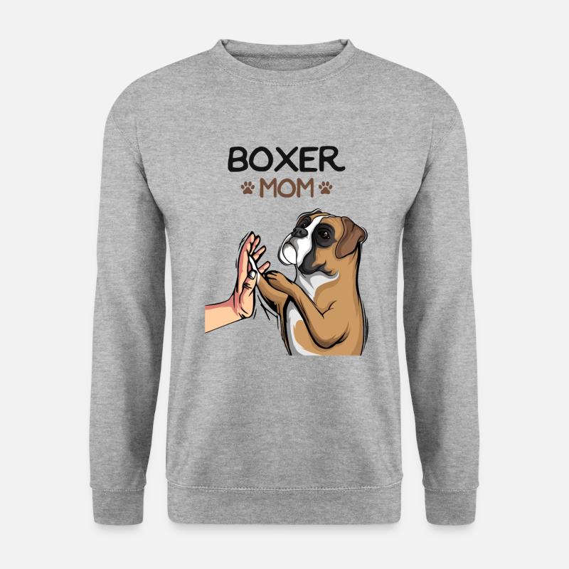Boxer Hunde Mama Frauchen Damen - Unisex Pullover - Weißgrau meliert
