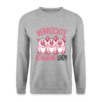 Schwein - Unisex Pullover - Weißgrau meliert - Vorne - Alina (178cm) & Michal (187cm)