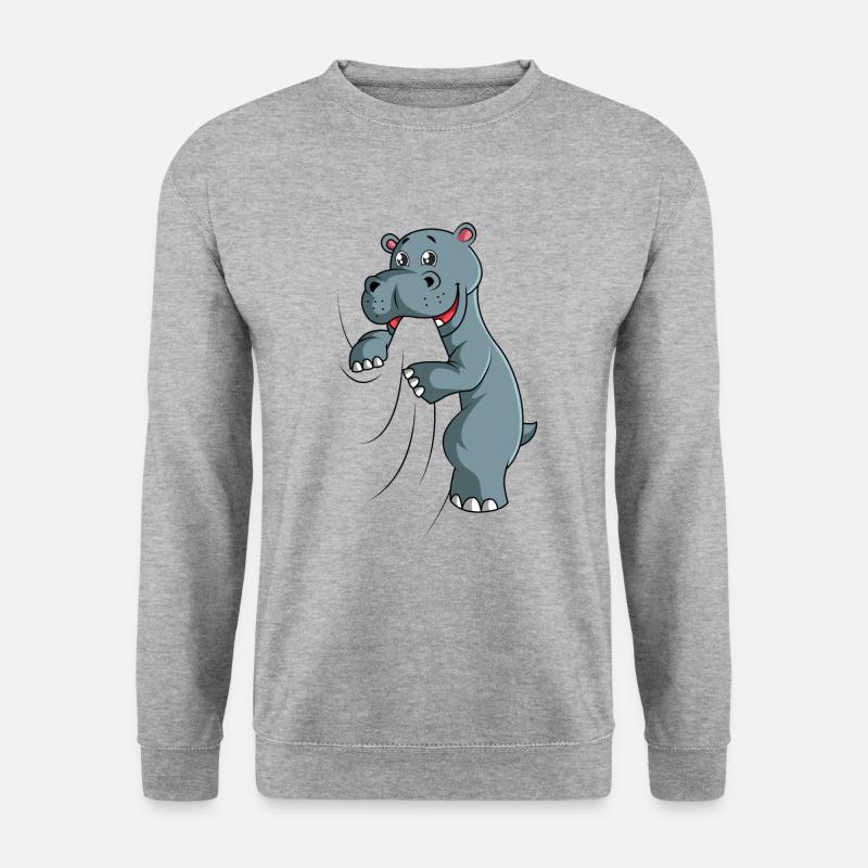Nilpferd - Unisex Pullover - Weißgrau meliert