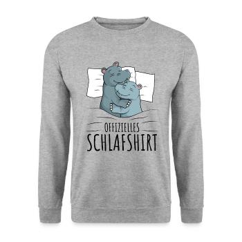 Nilpferd - Unisex Pullover - Weißgrau meliert - Vorne - Alina (178cm) & Michal (187cm)