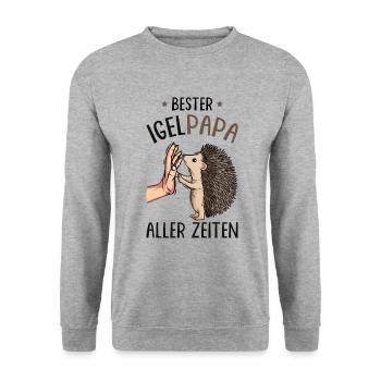 Bester Igel Papa aller Zeiten - Unisex Pullover - Weißgrau meliert - Vorne - Alina (178cm) & Michal (187cm)