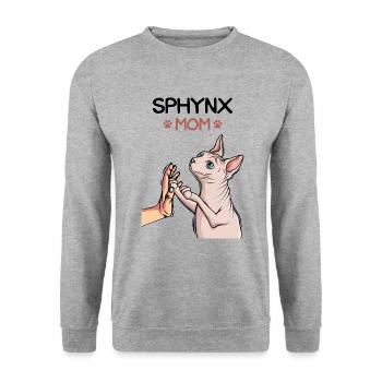 Sphynx Mom Mama Sphinx Katze Nacktkatze - Unisex Pullover - Weißgrau meliert - Vorne - Alina (178cm) & Michal (187cm)