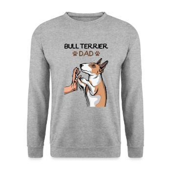 Bullterrier Hunde Papa Dad Herrchen - Unisex Pullover - Weißgrau meliert - Vorne - Alina (178cm) & Michal (187cm)