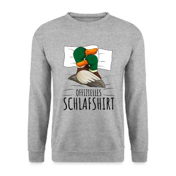 Ente - Unisex Pullover - Weißgrau meliert - Vorne - Alina (178cm) & Michal (187cm)