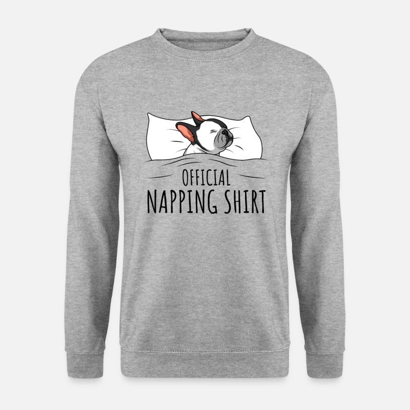 Französische Bulldogge - Unisex Pullover - Weißgrau meliert