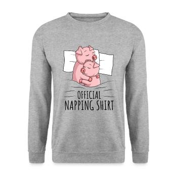 Schwein - Unisex Pullover - Weißgrau meliert - Vorne - Alina (178cm) & Michal (187cm)