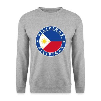Philippinen - Unisex Pullover - Weißgrau meliert - Vorne - Alina (178cm) & Michal (187cm)