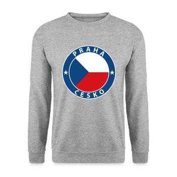 Prag - Unisex Pullover - Weißgrau meliert - Vorne - Alina (178cm) & Michal (187cm)