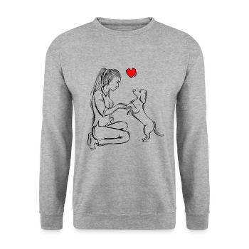 Teckel - Sweat-shirt Unisexe - gris chiné - Devant - Alina (178cm) & Michal (187cm)