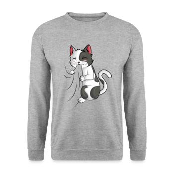 Félin - Sweat-shirt Unisexe - gris chiné - Devant - Alina (178cm) & Michal (187cm)