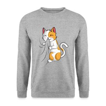 Félin - Sweat-shirt Unisexe - gris chiné - Devant - Alina (178cm) & Michal (187cm)