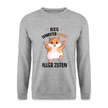 Hamster - Unisex Pullover - Weißgrau meliert - Vorne - Alina (178cm) & Michal (187cm)