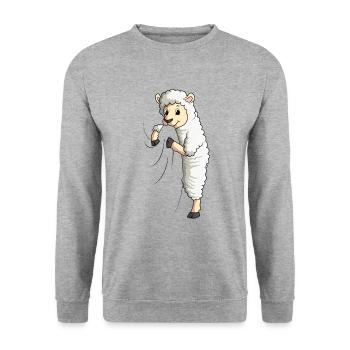 sheep - Unisex Sweatshirt - salt & pepper - Front - Alina (178cm) & Michal (187cm)