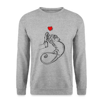 Caméléon Lézard Caméléon Dames Enfants - Sweat-shirt Unisexe - gris chiné - Devant - Alina (178cm) & Michal (187cm)