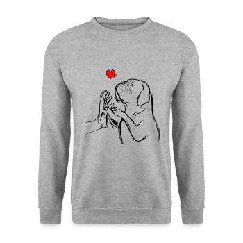 Dogue de Bordeaux Dogue Chiens - Sweat-shirt Unisexe - gris chiné - Devant - Alina (178cm) & Michal (187cm)