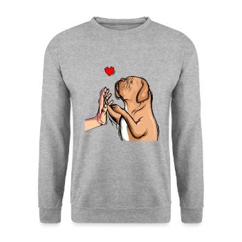Dogue de Bordeaux Dogue Chiens - Sweat-shirt Unisexe - gris chiné - Devant - Alina (178cm) & Michal (187cm)