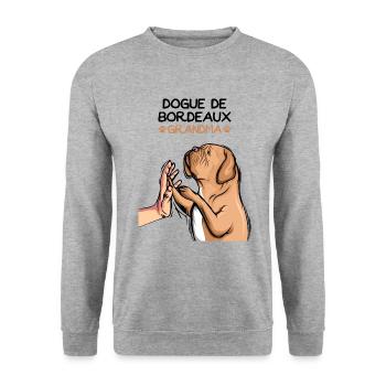 Dogue de Bordeaux Dogue Chiens Grand-mère - Sweat-shirt Unisexe - gris chiné - Devant - Alina (178cm) & Michal (187cm)