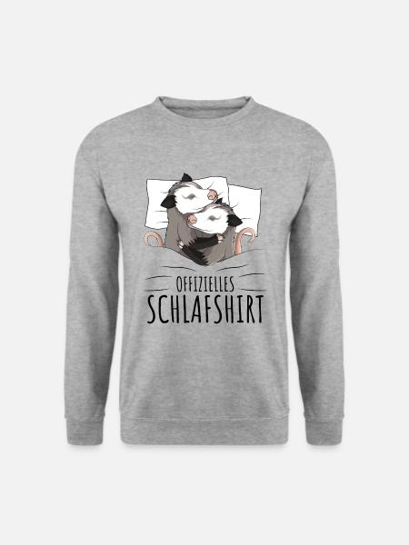 Offizielles Schlafshirt Opossum - Unisex Pullover - Weißgrau meliert