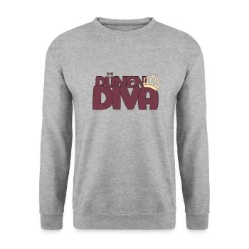 Dünen Diva mit Krone - Unisex Pullover - Weißgrau meliert - Vorne - Alina (178cm) & Michal (187cm)