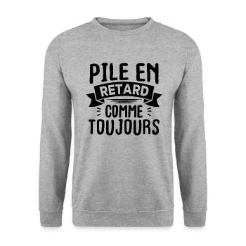 Pile en retard comme toujours - Sweat-shirt Unisexe - gris chiné - Devant - Alina (178cm) & Michal (187cm)