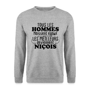 Les meilleurs hommes deviennent niçois - Sweat-shirt Unisexe - gris chiné - Devant - Alina (178cm) & Michal (187cm)