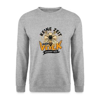 Keine Zeit mein Volk braucht mich - Superheld - Unisex Pullover - Weißgrau meliert - Vorne - Alina (178cm) & Michal (187cm)