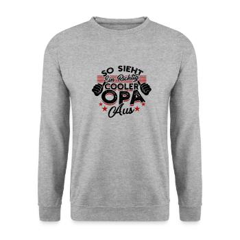 So sieht ein richtig cooler Opa aus - Familie - Unisex Pullover - Weißgrau meliert - Vorne - Alina (178cm) & Michal (187cm)