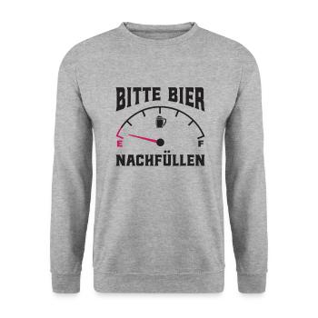Bitte Bier Nachfüllen - Bier - Unisex Pullover - Weißgrau meliert - Vorne - Alina (178cm) & Michal (187cm)