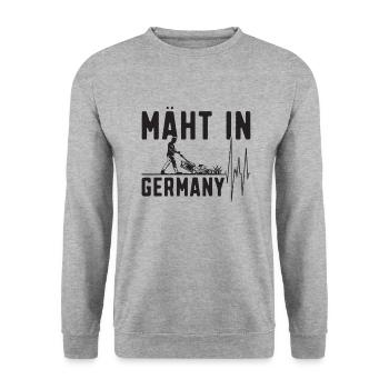 Mäht in Germany - Gartenarbeit - Unisex Pullover - Weißgrau meliert - Vorne - Alina (178cm) & Michal (187cm)