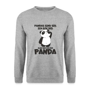 Pandas Sind Süß Ich Bin Süß Also Bin Ich Ein - Unisex Pullover - Weißgrau meliert - Vorne - Alina (178cm) & Michal (187cm)