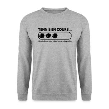 Tennis En Cours Partie - Sweat-shirt Unisexe - gris chiné - Devant - Alina (178cm) & Michal (187cm)