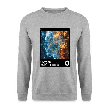 Élément du tableau périodique Oxygène (O) 008 - Sweat-shirt Unisexe - gris chiné - Devant - Alina (178cm) & Michal (187cm)
