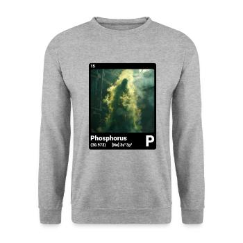 Periodensystemelement Phosphor (P) 015 - Unisex Pullover - Weißgrau meliert - Vorne - Alina (178cm) & Michal (187cm)
