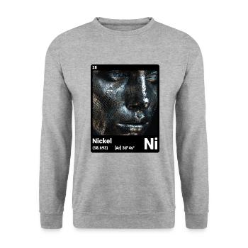 AI am Nickel (bk) - Unisex Sweatshirt - salt & pepper - Front - Alina (178cm) & Michal (187cm)