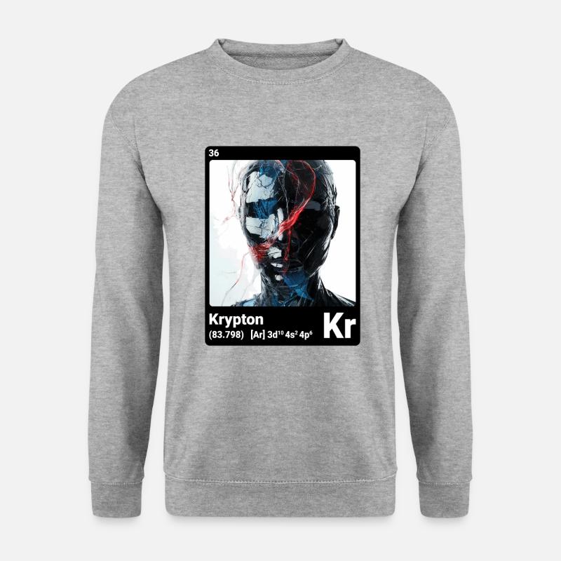 AI am Krypton (bk) - Unisex Pullover - Weißgrau meliert