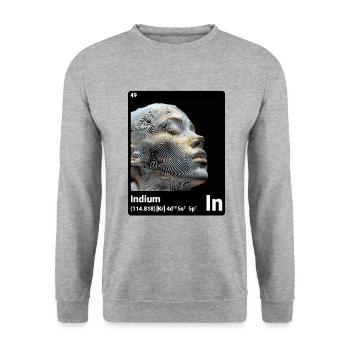 AI am Indium (bk) - Unisex Pullover - Weißgrau meliert - Vorne - Alina (178cm) & Michal (187cm)