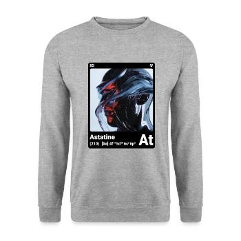 AI am Astatine (bk) Modezeitschrift nerdy - Unisex Pullover - Weißgrau meliert - Vorne - Alina (178cm) & Michal (187cm)