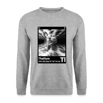 AI am Thallium (bk) Mode periodictable style - Unisex Pullover - Weißgrau meliert - Vorne - Alina (178cm) & Michal (187cm)