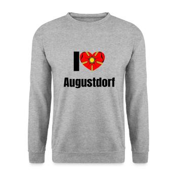 Lipperland Ostwestfalen Lippe I Love Augustdorf - Unisex Pullover - Weißgrau meliert - Vorne - Alina (178cm) & Michal (187cm)