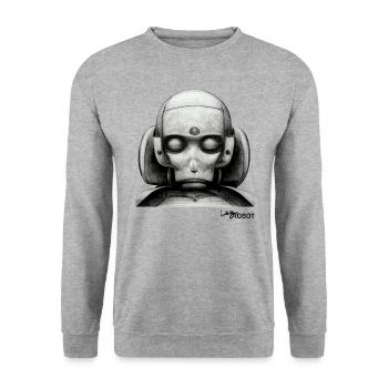Scetch d’un robot de rêve masculin triste - Sweat-shirt Unisexe - gris chiné - Devant - Alina (178cm) & Michal (187cm)