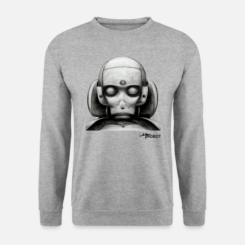 Scetch of sad male dreaming robot - Unisex Sweatshirt - salt & pepper