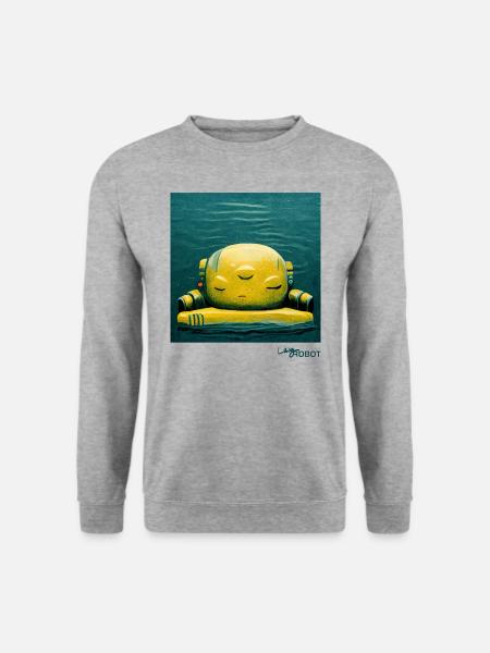 Cute yellow robot resting on water - Unisex Sweatshirt - salt & pepper