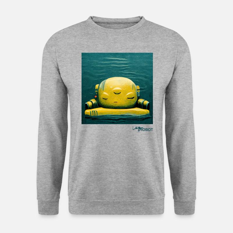 Mignon robot jaune reposant sur l’eau - Sweat-shirt Unisexe - gris chiné